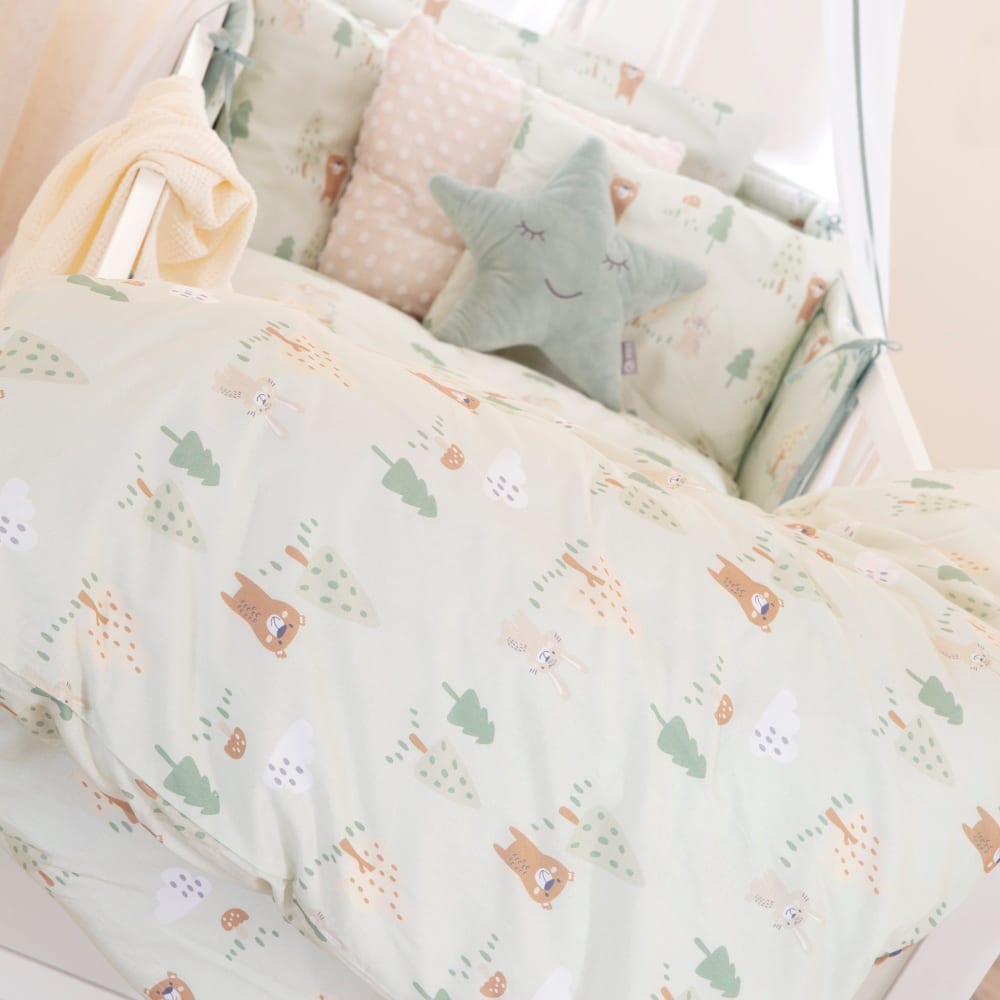 Babybettwäsche-Set 2-teilig aus Baumwolle in Pastellgrün mit