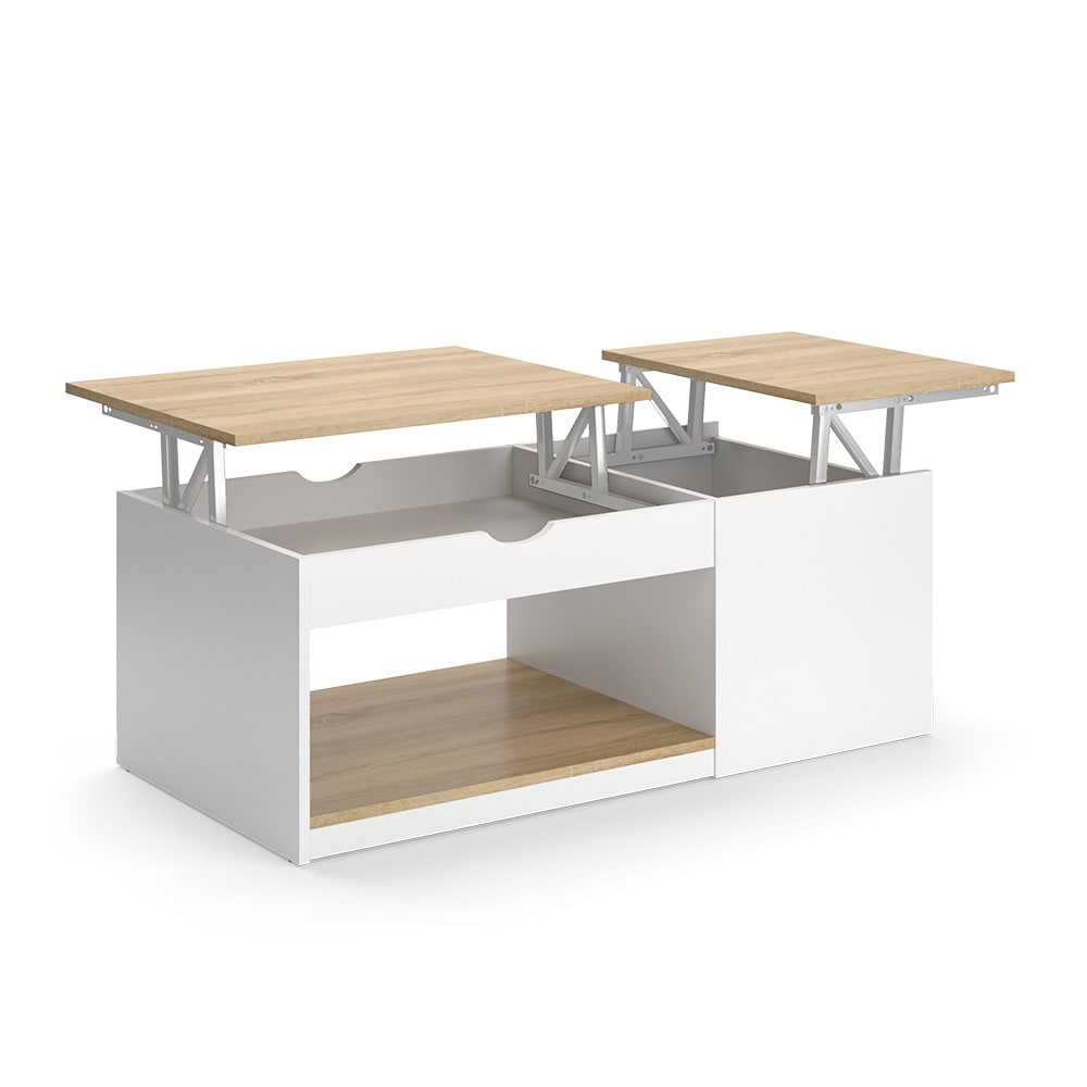 Table basse Blanche/Sonoma 55x54 cm