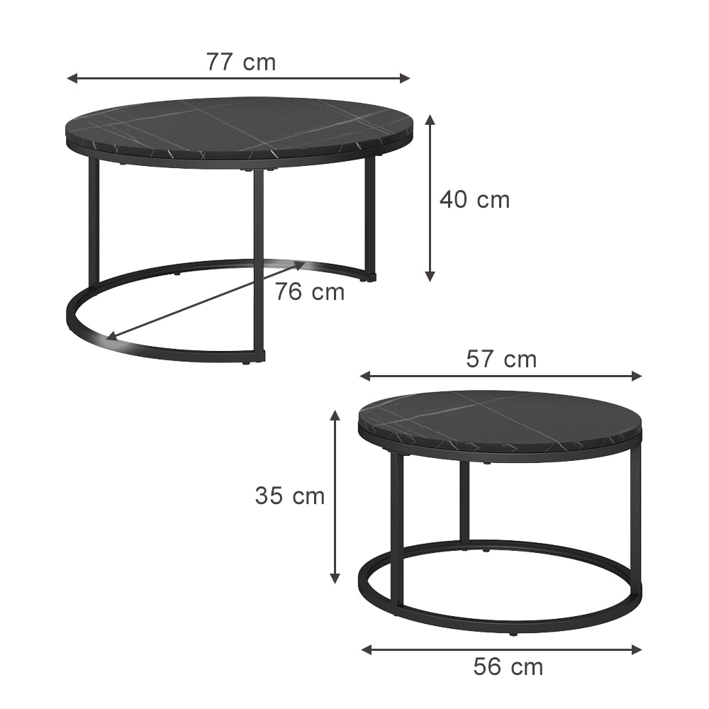 Couchtisch-Set 2 Teile, Schwarz 77 x 40cm - Maisons Du Monde