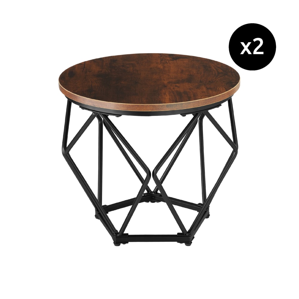 Ensemble de 2 Tables basses Cadre en forme de diamant Style industriel