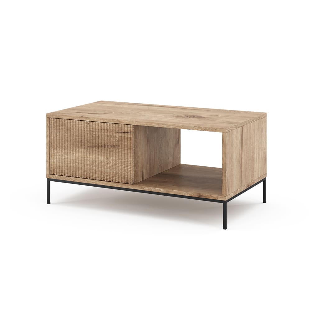 Vicco Couchtisch mit einer Schublade, Viking Oak 90 x 50cm style modern Braun Spanplatte