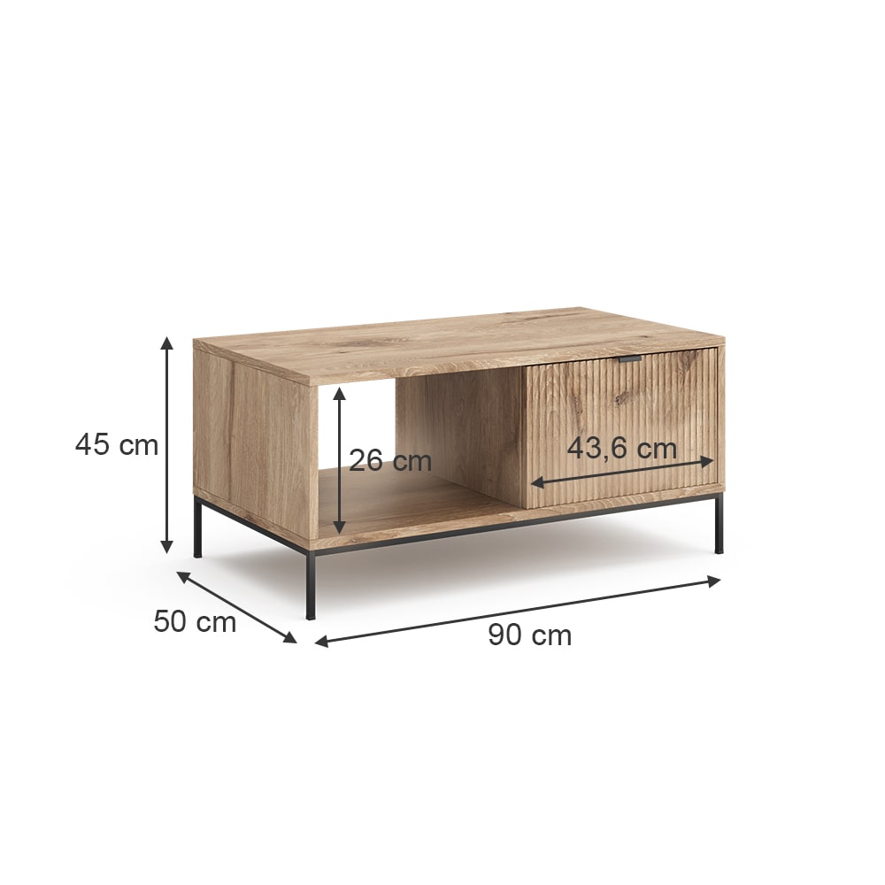 Couchtisch mit einer Schublade, Viking Oak 90 x 50cm - Maisons Du
