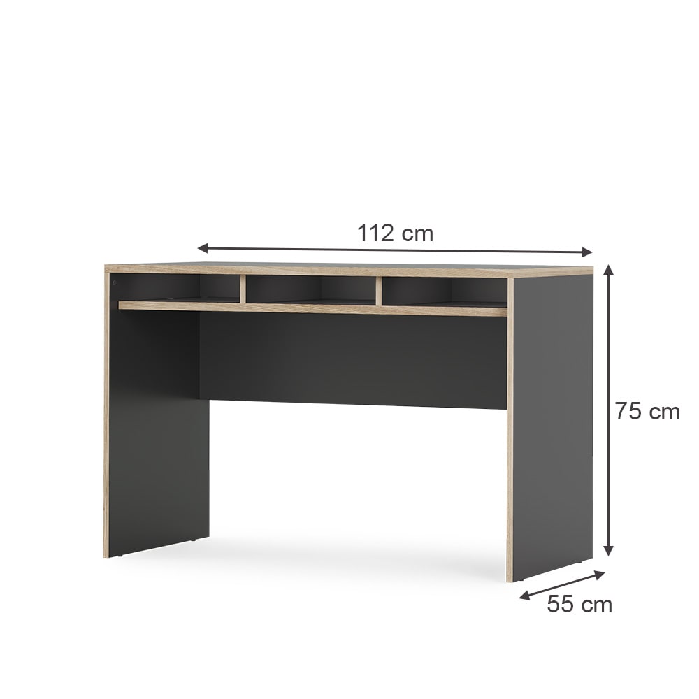 Bureau avec 3 compartiments anthracite 112x75cm