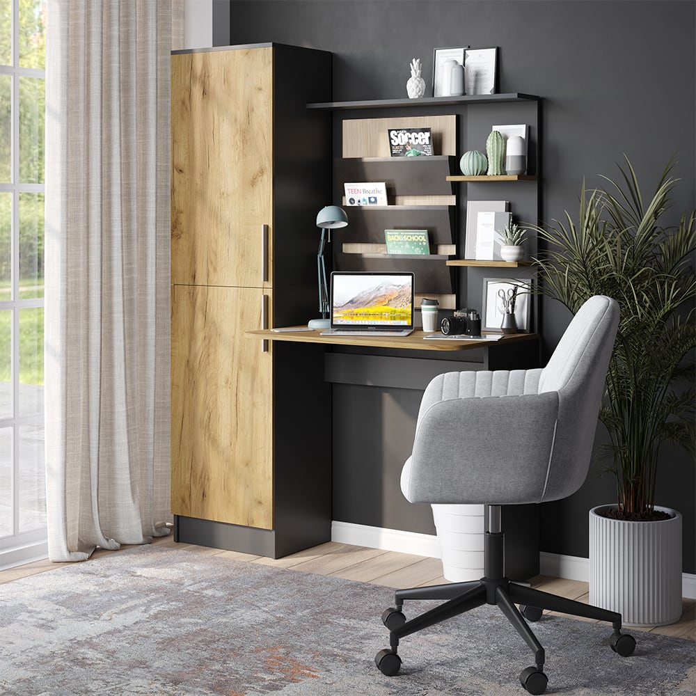 Bureau  anthracite/chêne doré 122.9x168.5cm