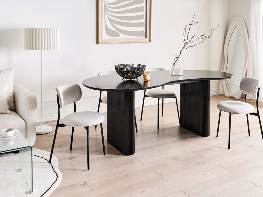 Esszimmertisch 8 Personen aus Mdf-platte, schwarz - Maisons Du