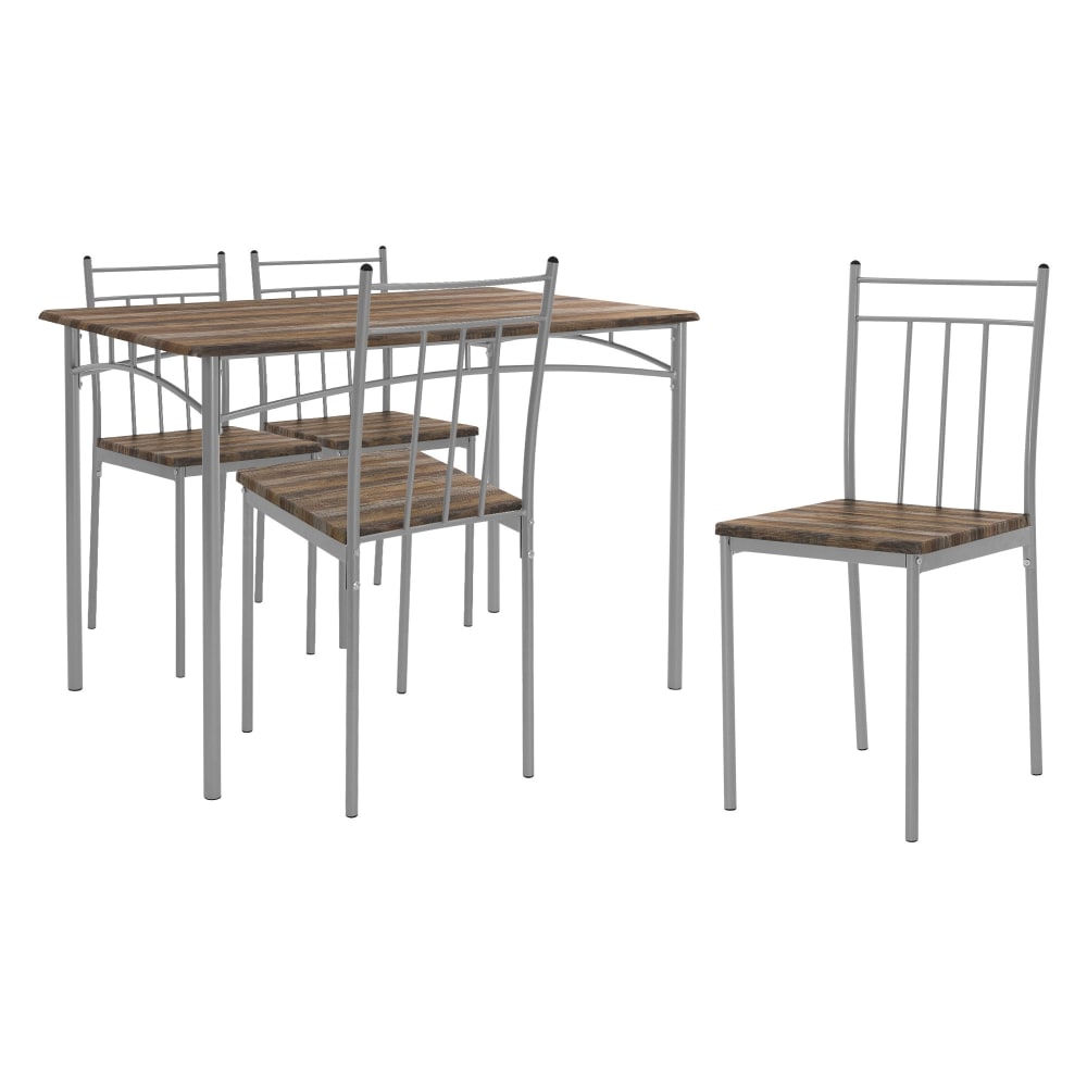 ML-Design Esstisch Set 5-tlg. Treibholz mit Tisch und 4 Stühlen für 4 Personen Braun Metall