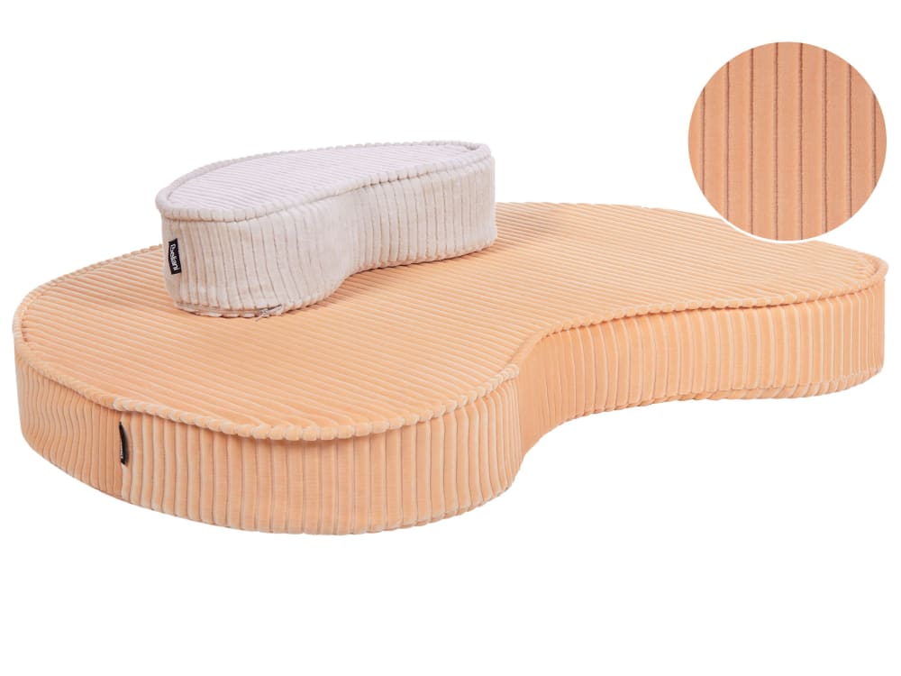 Pouf velours rose pêche