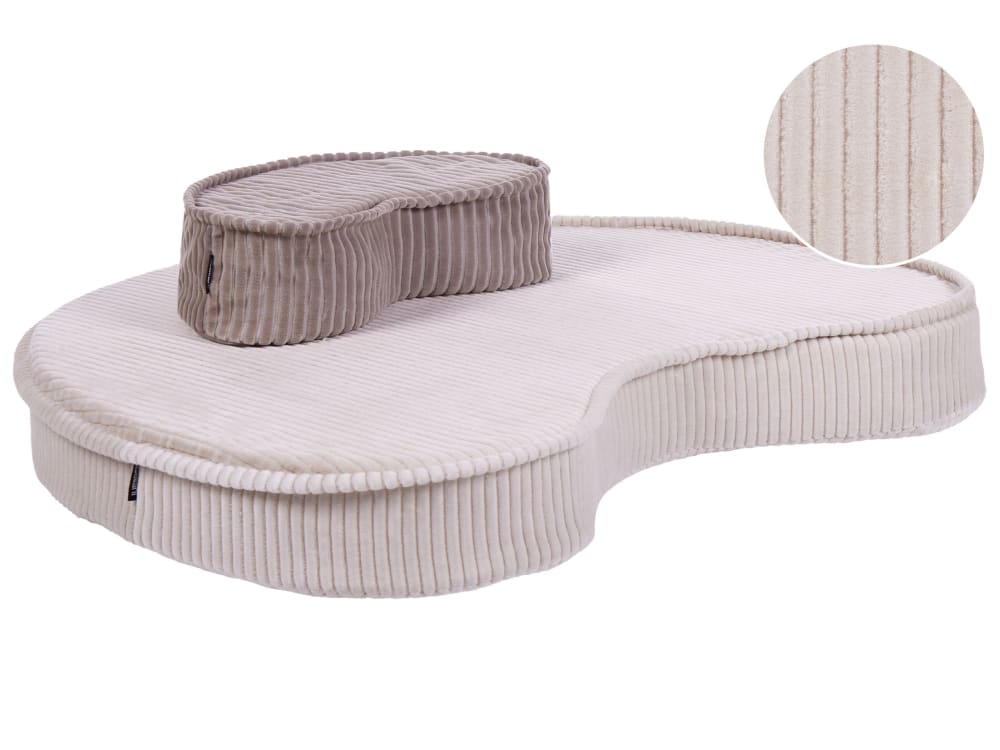 Pouf velours beige clair