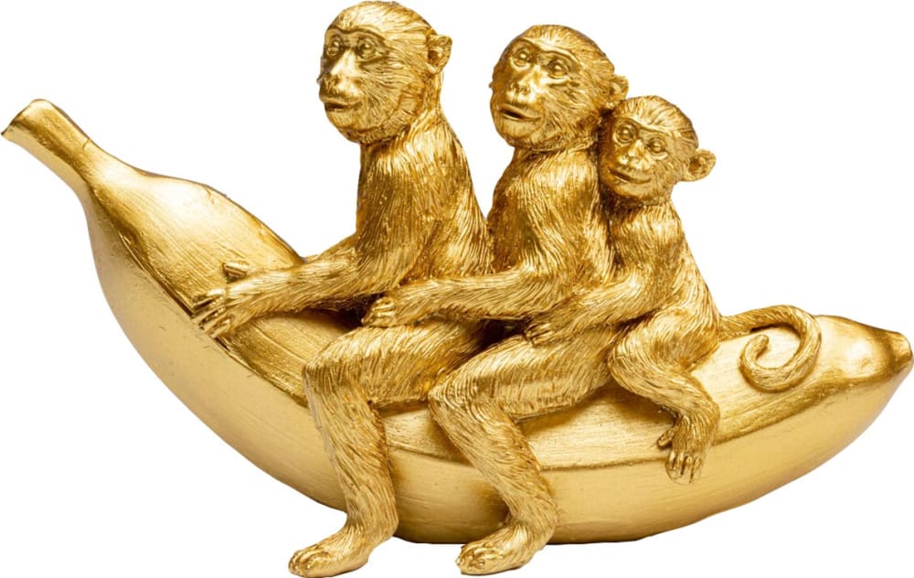 figura deco banana ride de poliresina dorado hecho a mano 12cm