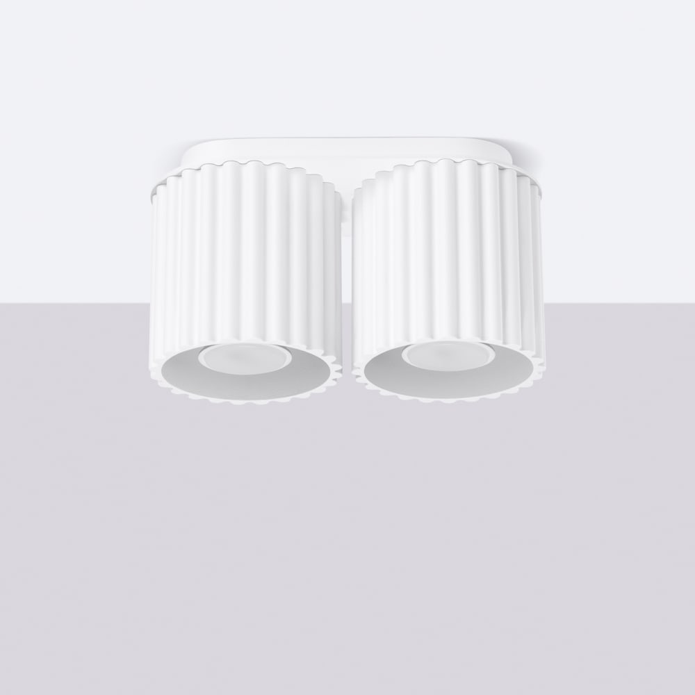 Plafonnier Aluminium Blanc GU10 2 Aura — vue 3