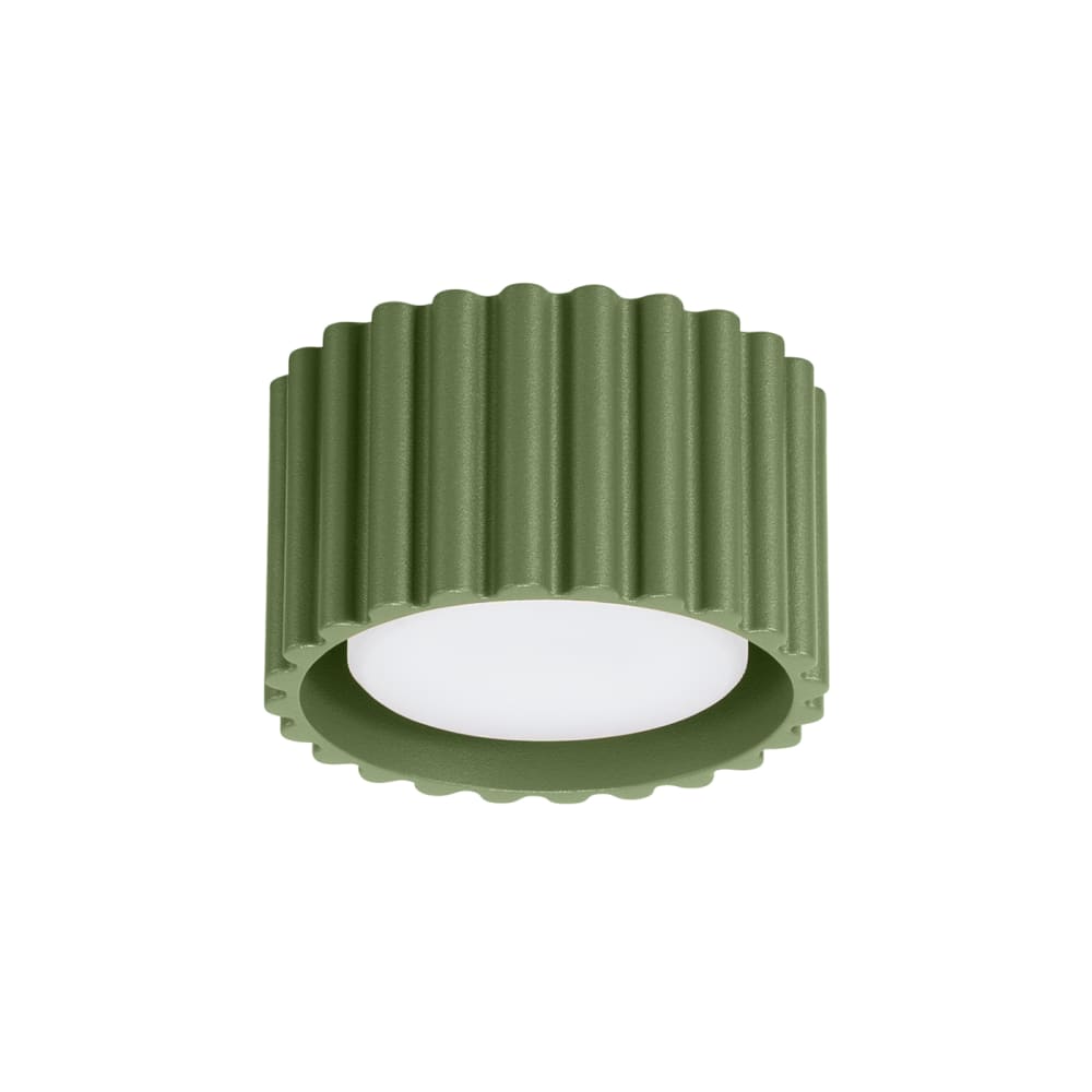 Plafonnier aluminium vert olive H 10 cm