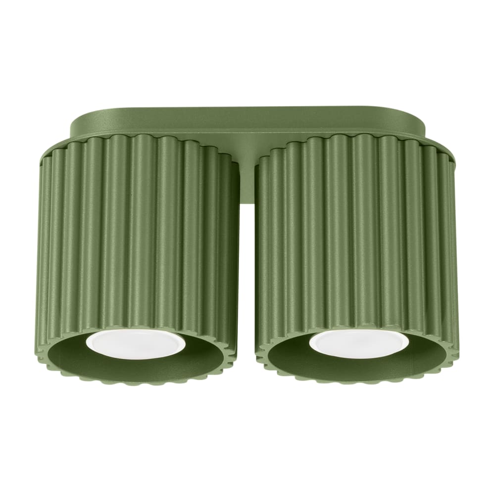 Plafonnier aluminium vert olive H 12 cm