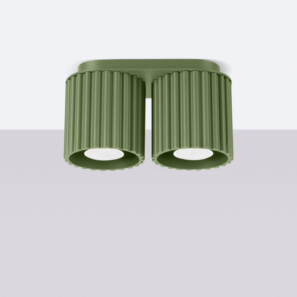 Plafonnier Aluminium Vert Olive GU10 2 Aura — vue 3