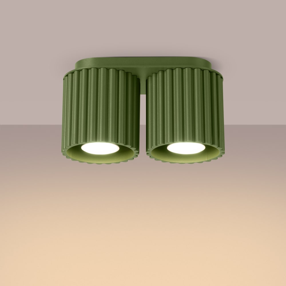 Plafonnier Aluminium Vert Olive GU10 2 Aura — vue 4
