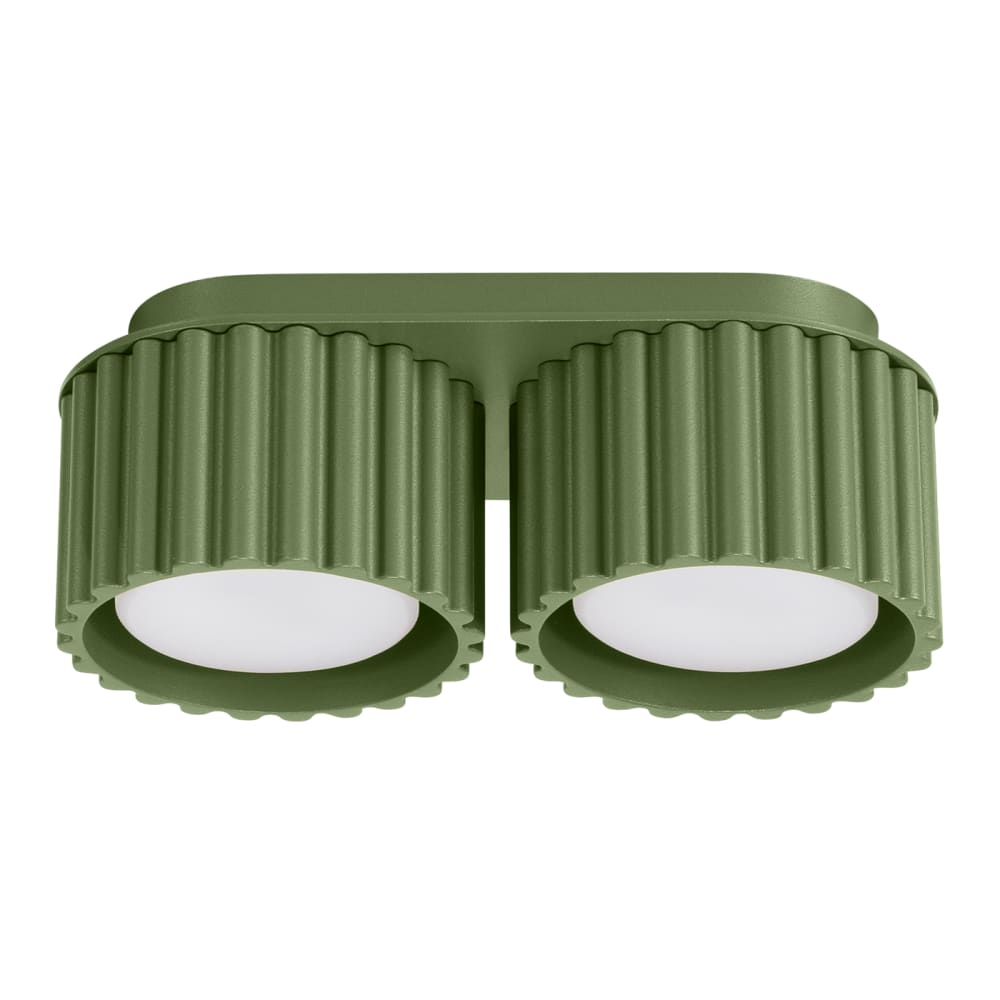 Plafonnier aluminium vert olive H 12 cm