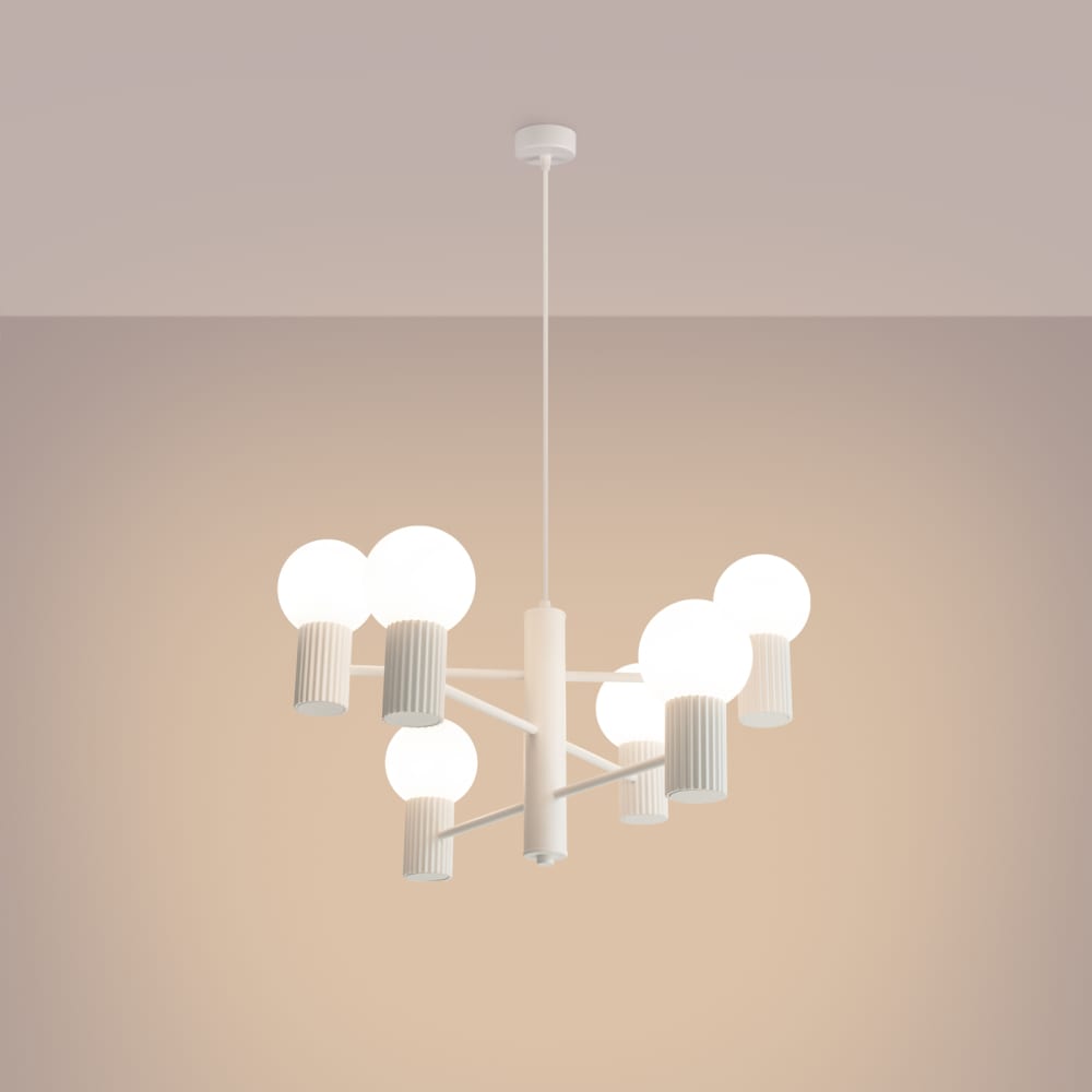 Lustre Aluminium Blanc G9 6 Halo — vue 4