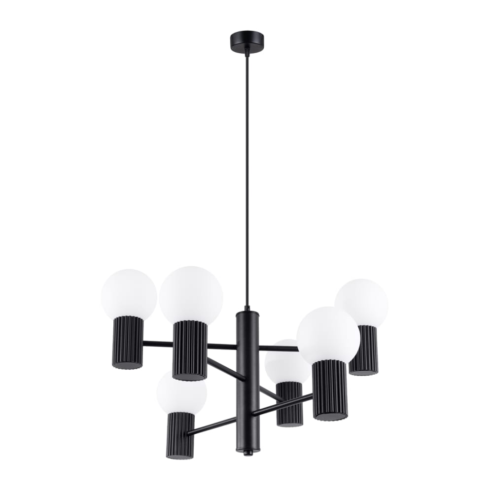 Lustre aluminium noir H 230 cm