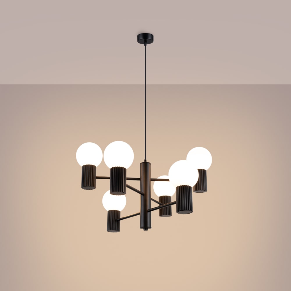 Lustre Aluminium Noir G9 6 Halo — vue 4