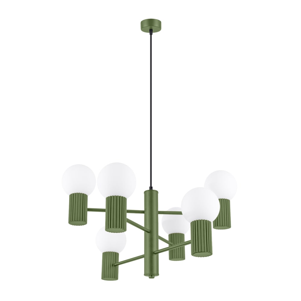 lampara de arana verde oliva aluminio alt 230 cm