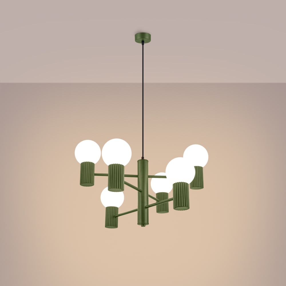 Lustre Aluminium Vert Olive G9 6 Halo — vue 4