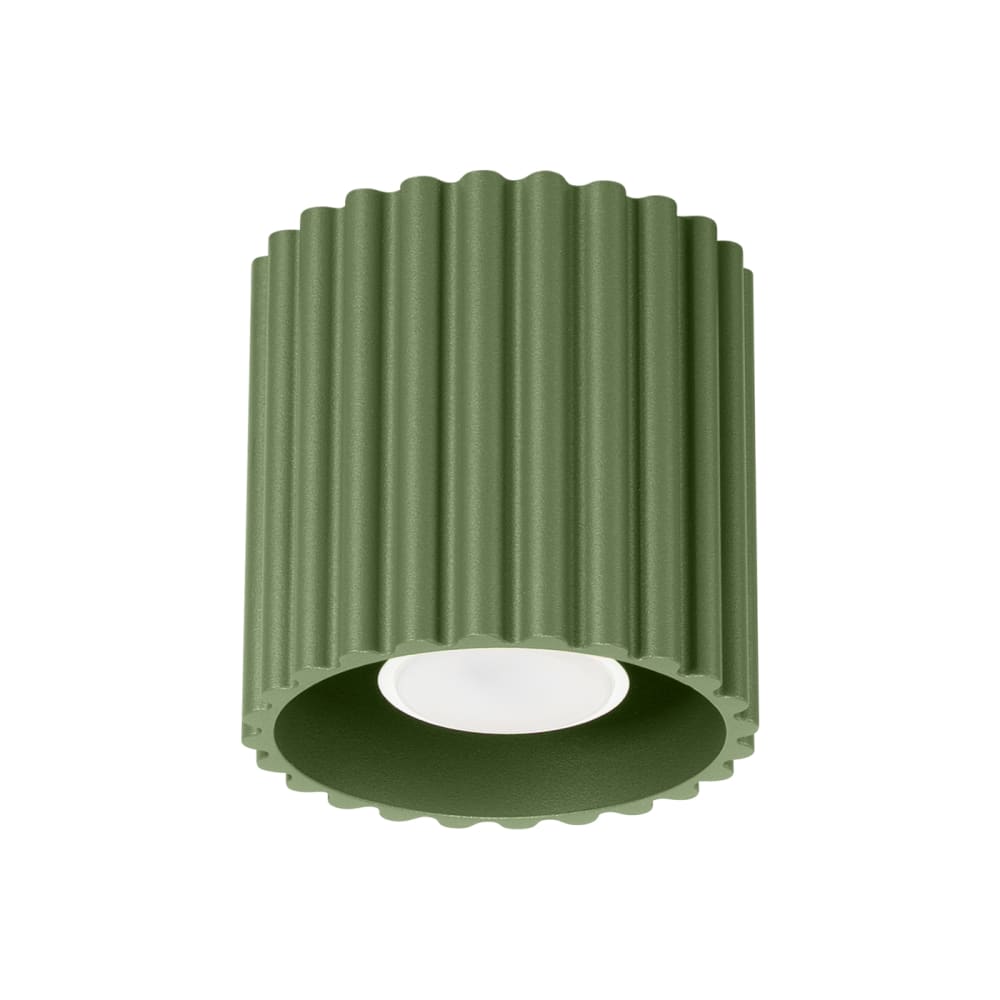 Plafonnier aluminium vert olive H 10 cm
