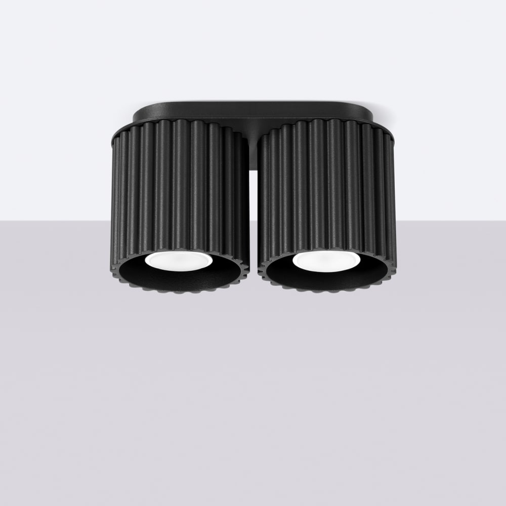 Plafonnier Aluminium Noir GU10 2 Aura — vue 3