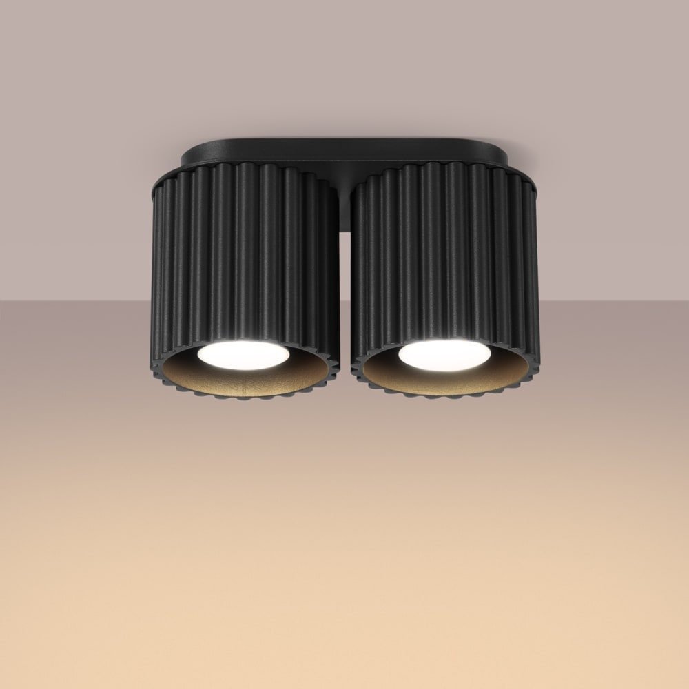 Plafonnier Aluminium Noir GU10 2 Aura — vue 4