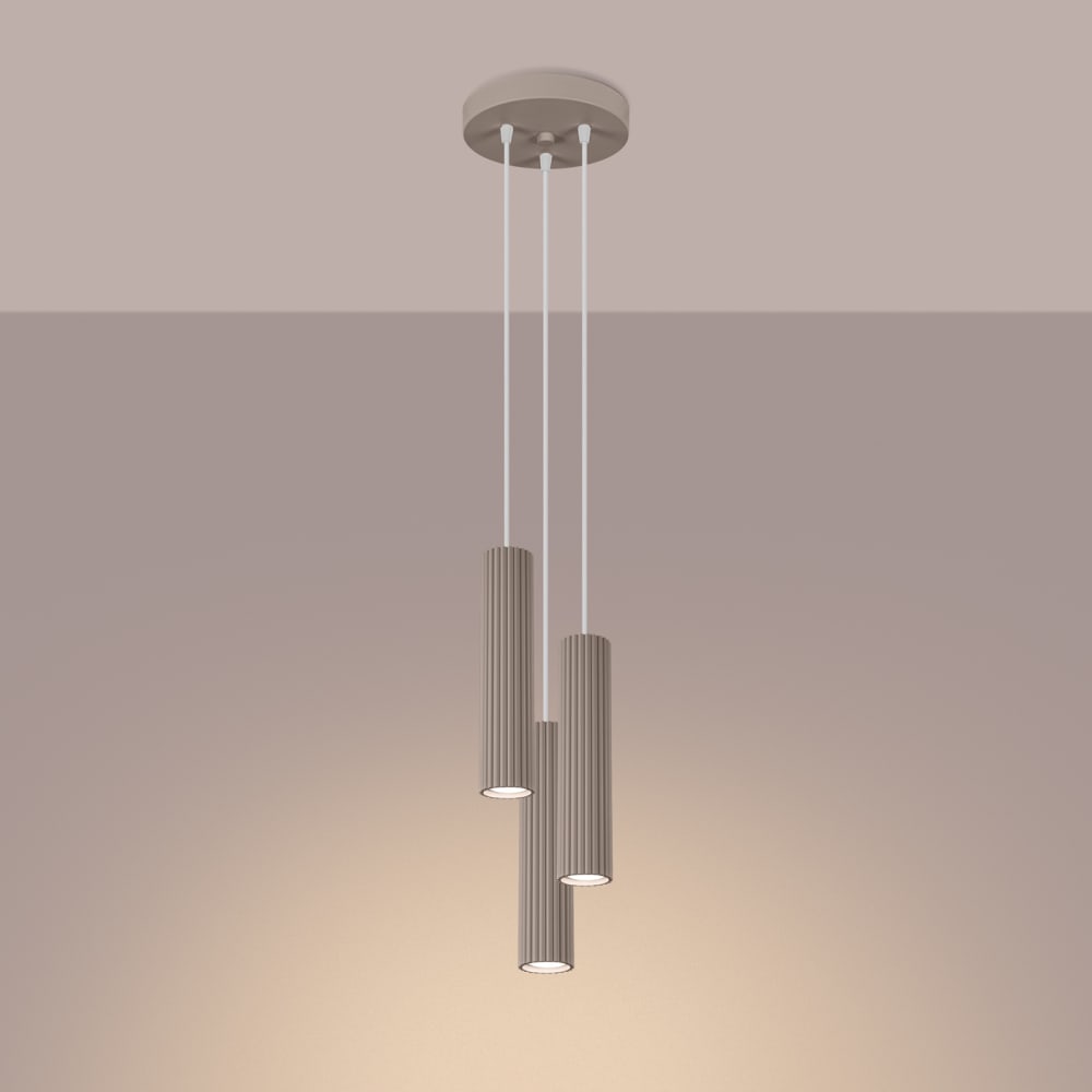 Suspension Aluminium Taupe GU10 3 Karbon — vue 4