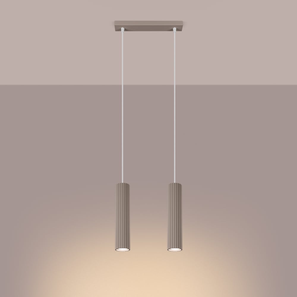 Suspension Aluminium Taupe GU10 2 Karbon — vue 4