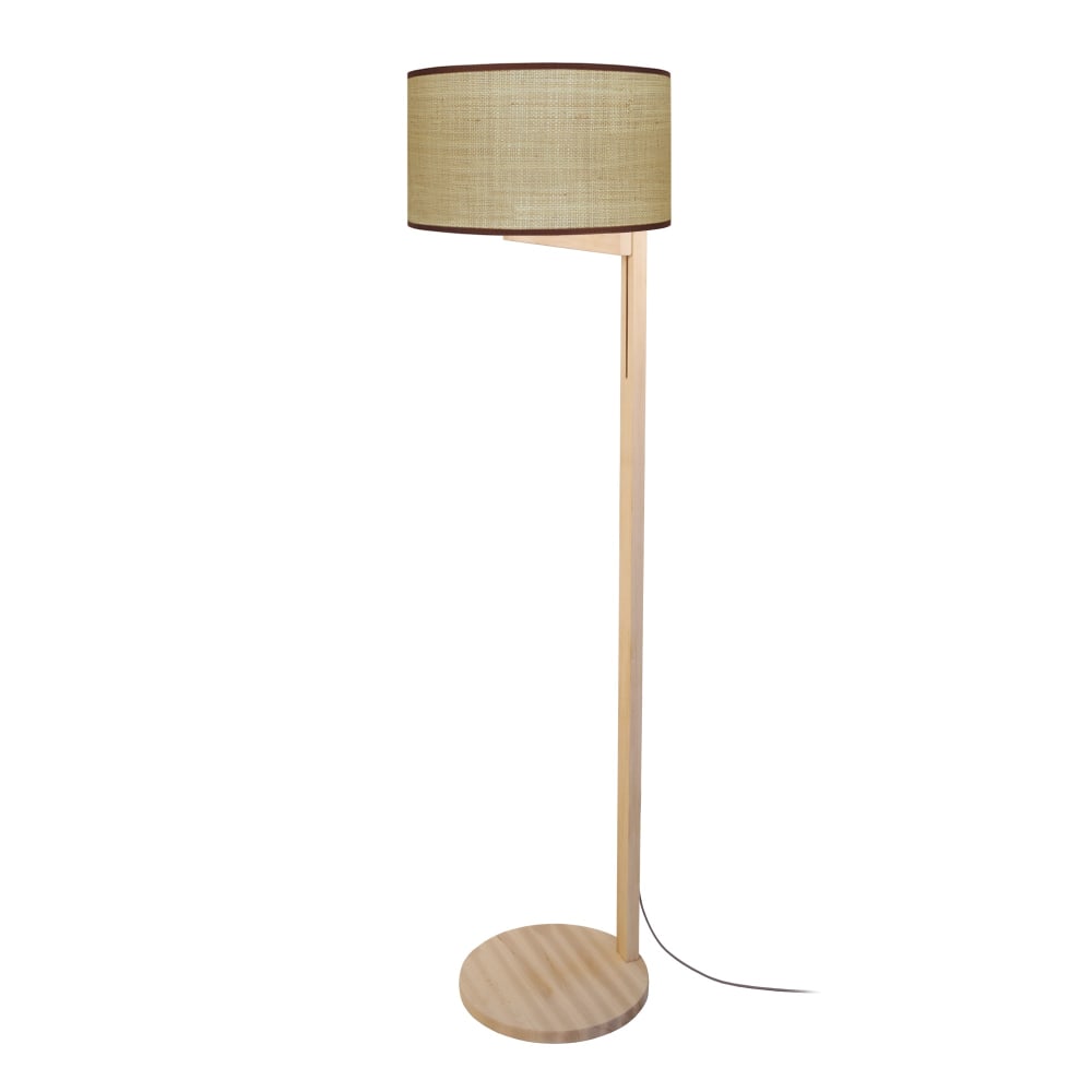 lampara de pie articulado madera natural pantalla beige