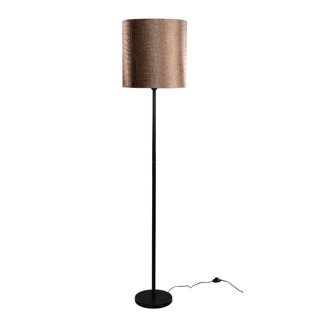lampara de pie negra con pantalla terciopelo cocodrilo 40 cm