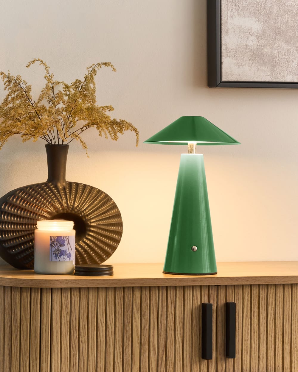 LED Tischleuchte aus Metall 29cm, grün - Maisons Du Monde