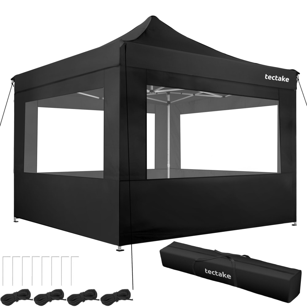 Pavillon de jardin avec cadre en aluminium étanche 3x3m noir