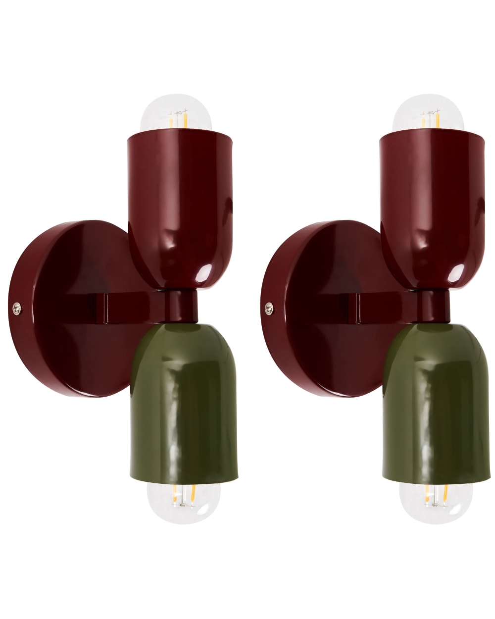 Lot de 2 lampes murales métal rougevert — Beyit
