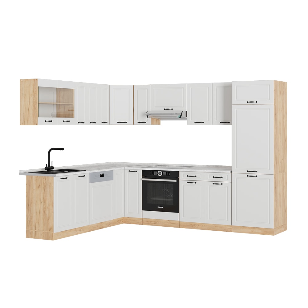 Cuisine en angle pt marbre - campagnard