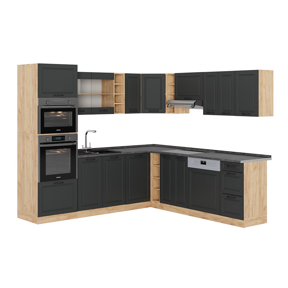 Cuisine en angle PT Anthracite - campagne