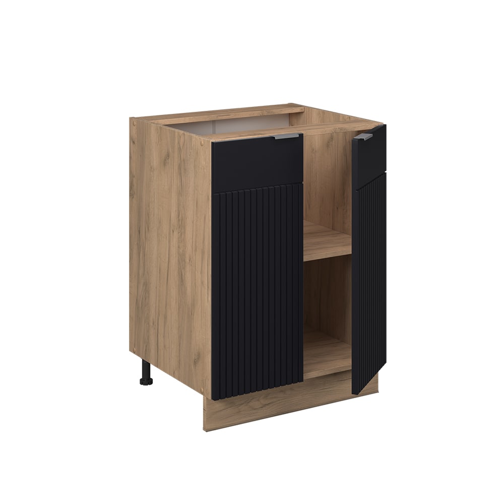 Meuble bas de cuisine sans PT Noir rayé 60x82cm