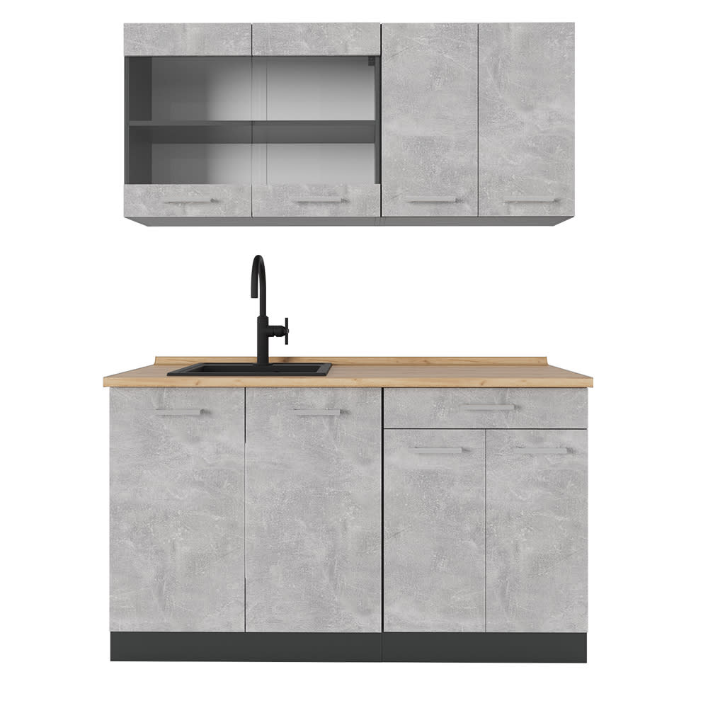 Cuisine , pt chêne béton/anthracite