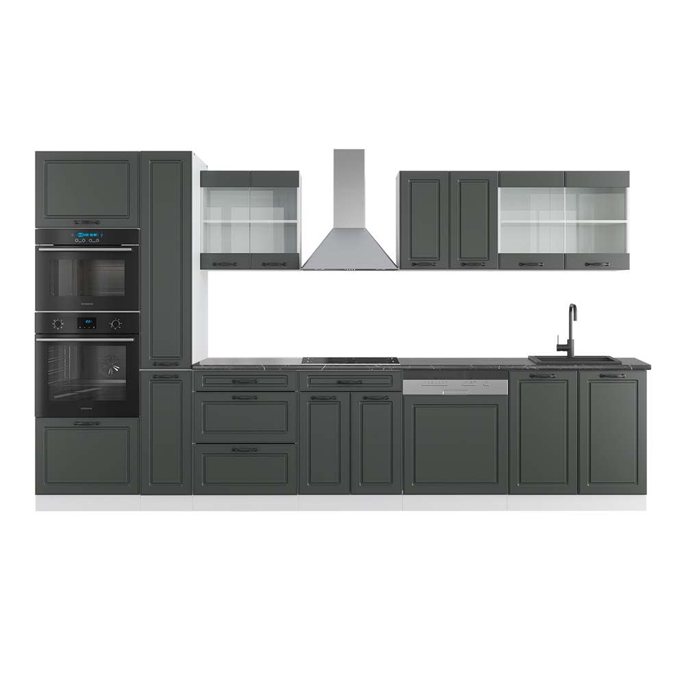 Ligne de cuisine avec armoire haute PT Anthracite Anthracite 350x81,6