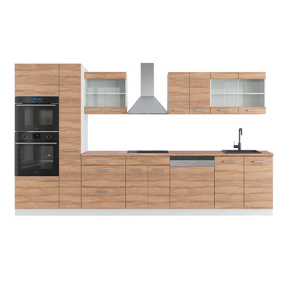 Cuisine avec armoire haute, PT Chêne, Sonoma/blanc 350 x 206.8cm