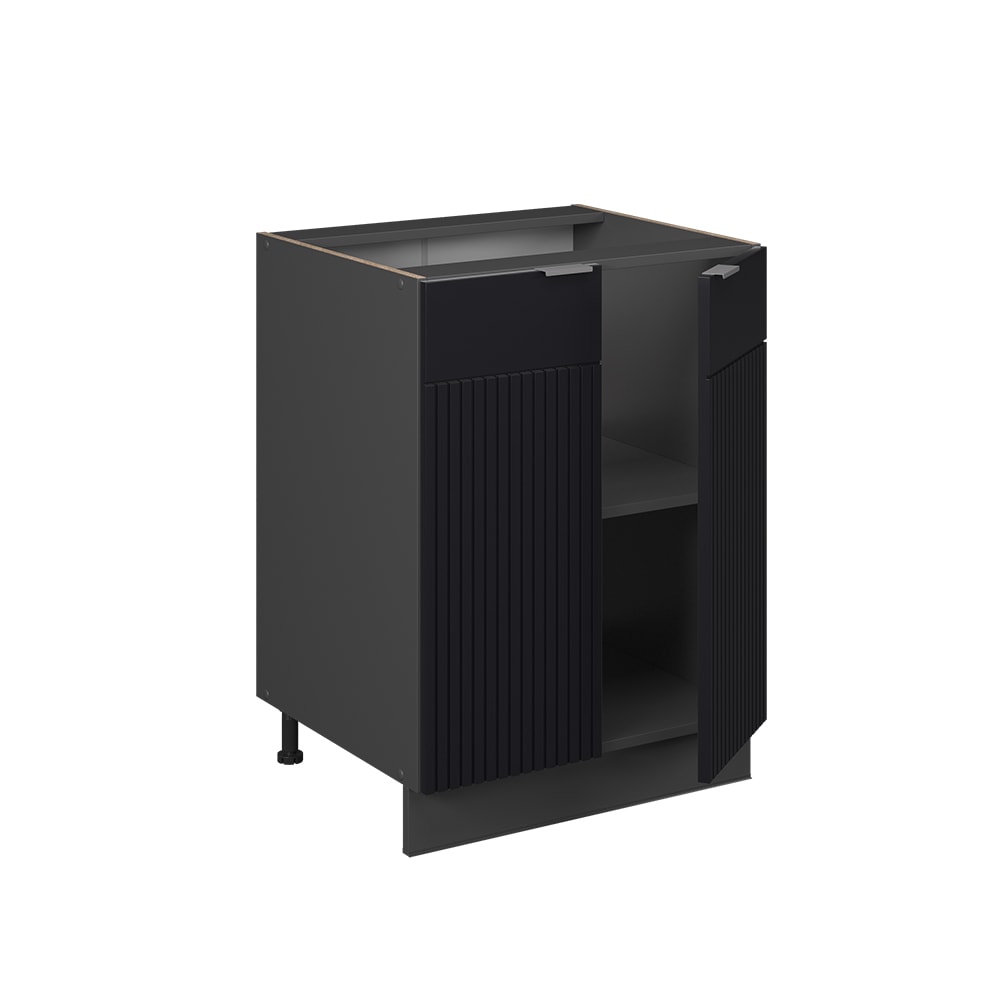 Meuble bas de cuisine sans PT Noir rayé 60x82cm