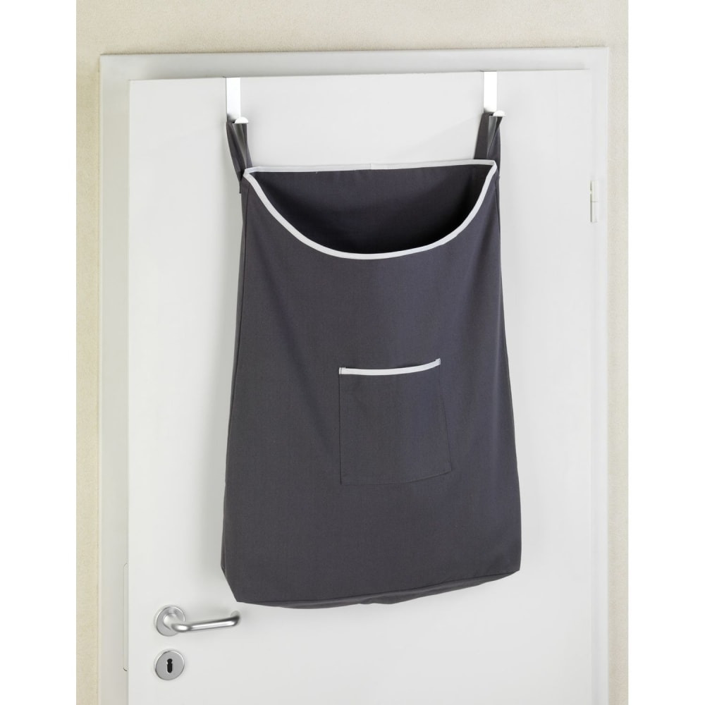 Panier à linge à suspendre sur porte canguro l. 52 x h. 81 cm gris — Beyit