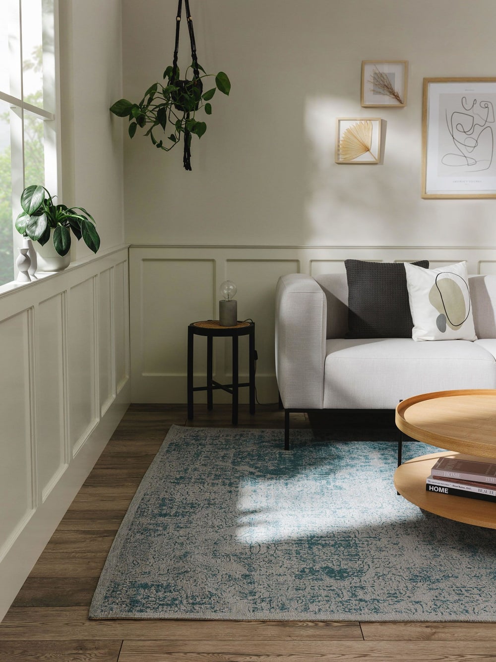 Flachgewebeteppich blau 200x285 - Maisons Du Monde