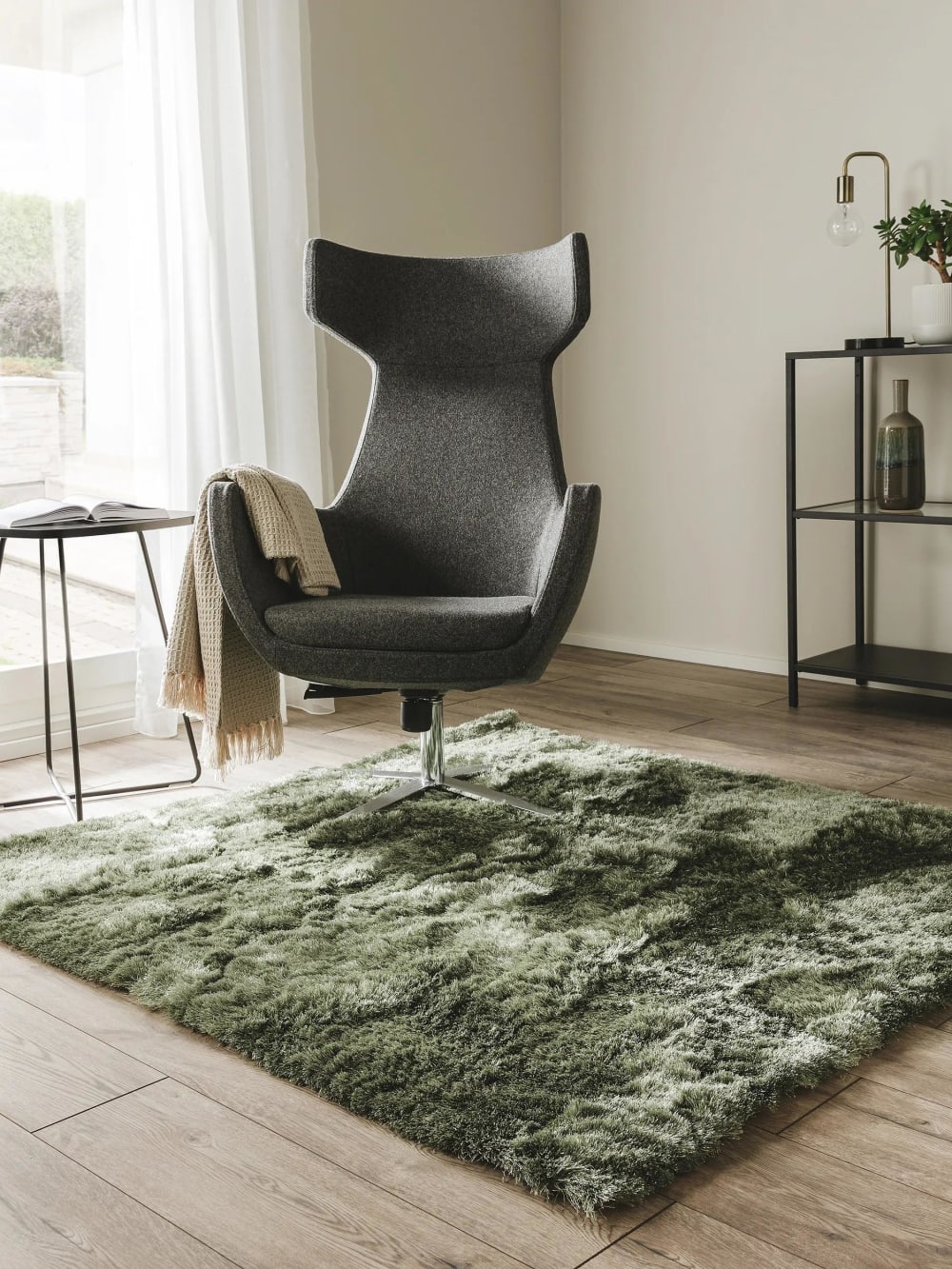 Hochflorteppich grün 200x200 - Maisons Du Monde