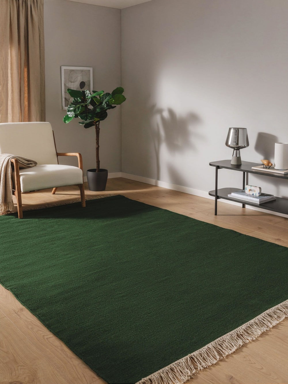 Tapis de laine vert foncé 120x170 — vue 3