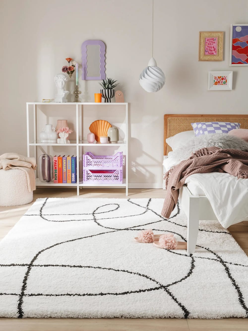Hochflorteppich schwarz/weiß 160x230 - Maisons Du Monde
