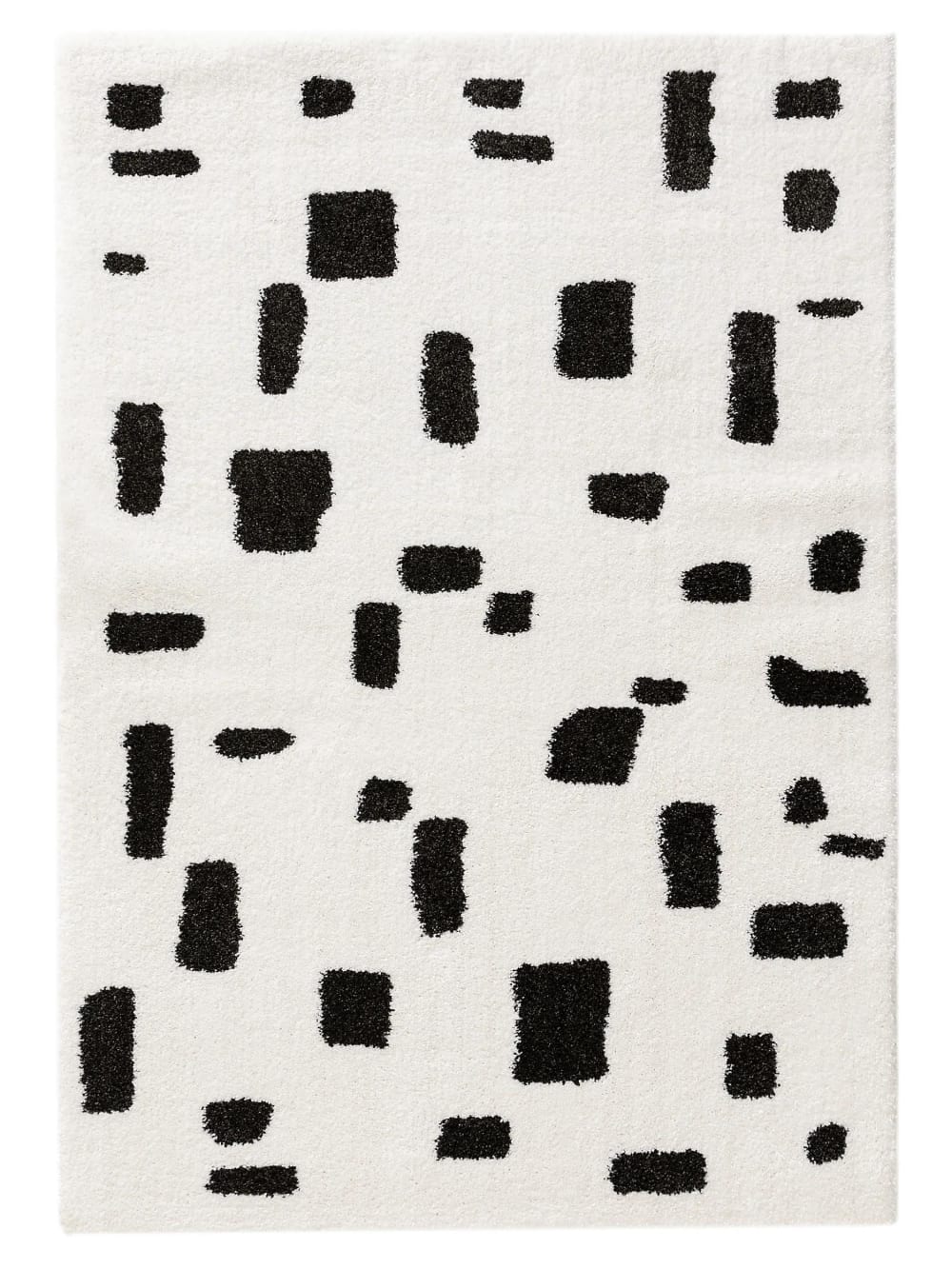 Benuta Hochflorteppich schwarz/weiß 200x290 style modern - Pvc - Polyvinlychlorid