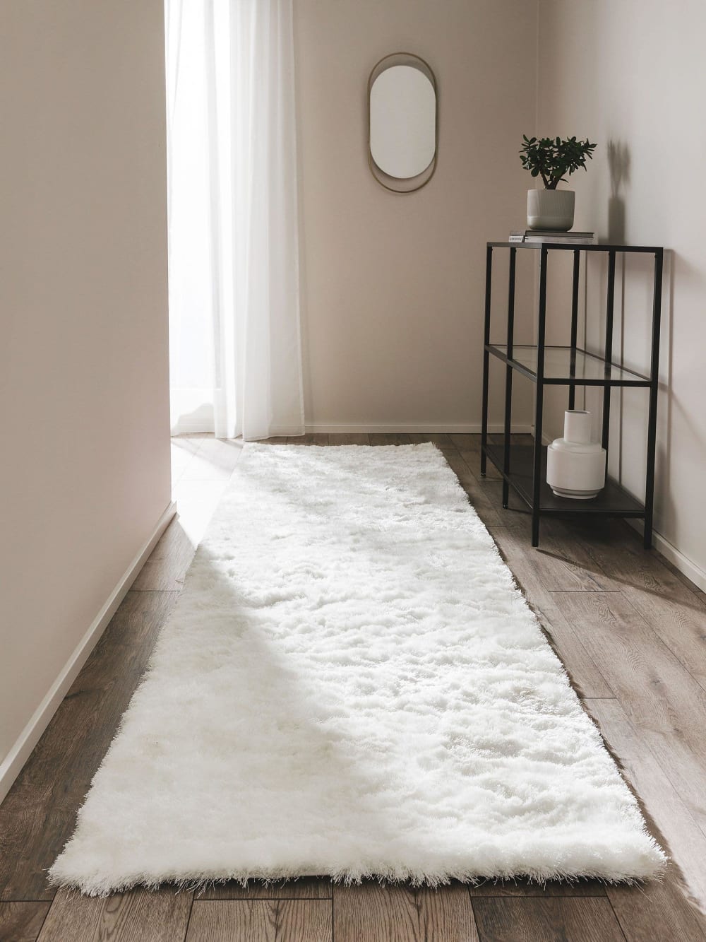 Tapis à poils longs blanc 80x300 — vue 3