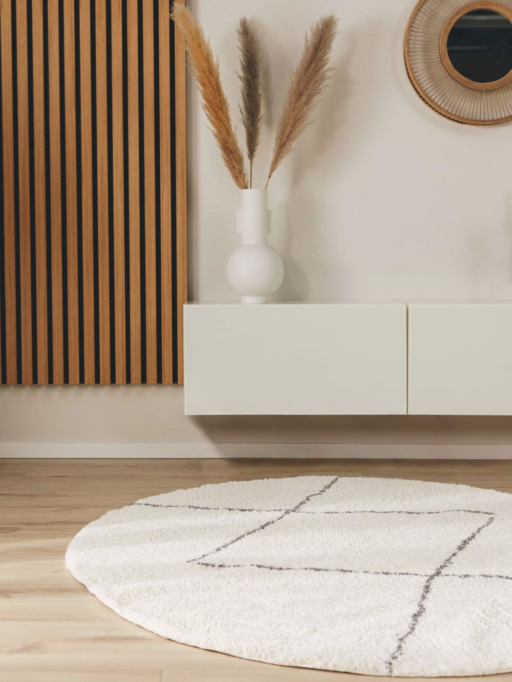 Tapis à poils longs rond crème D 120 — vue 4