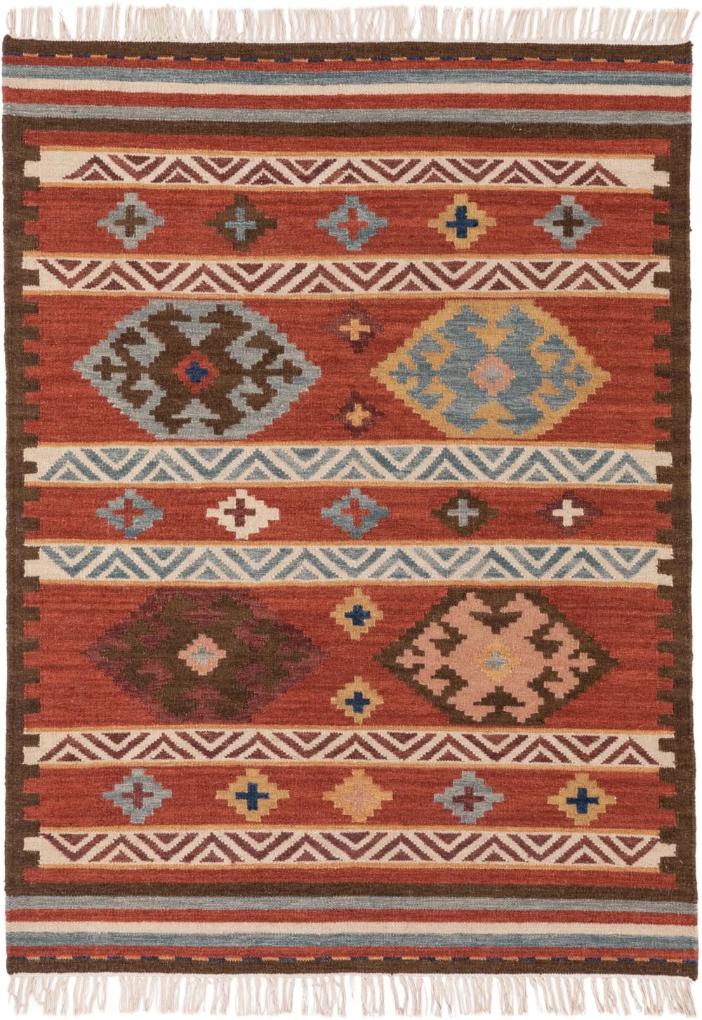 Benuta Handgewebter Kelim multicolor/rot 200x300 style exotic Mehrfarbig Wolle